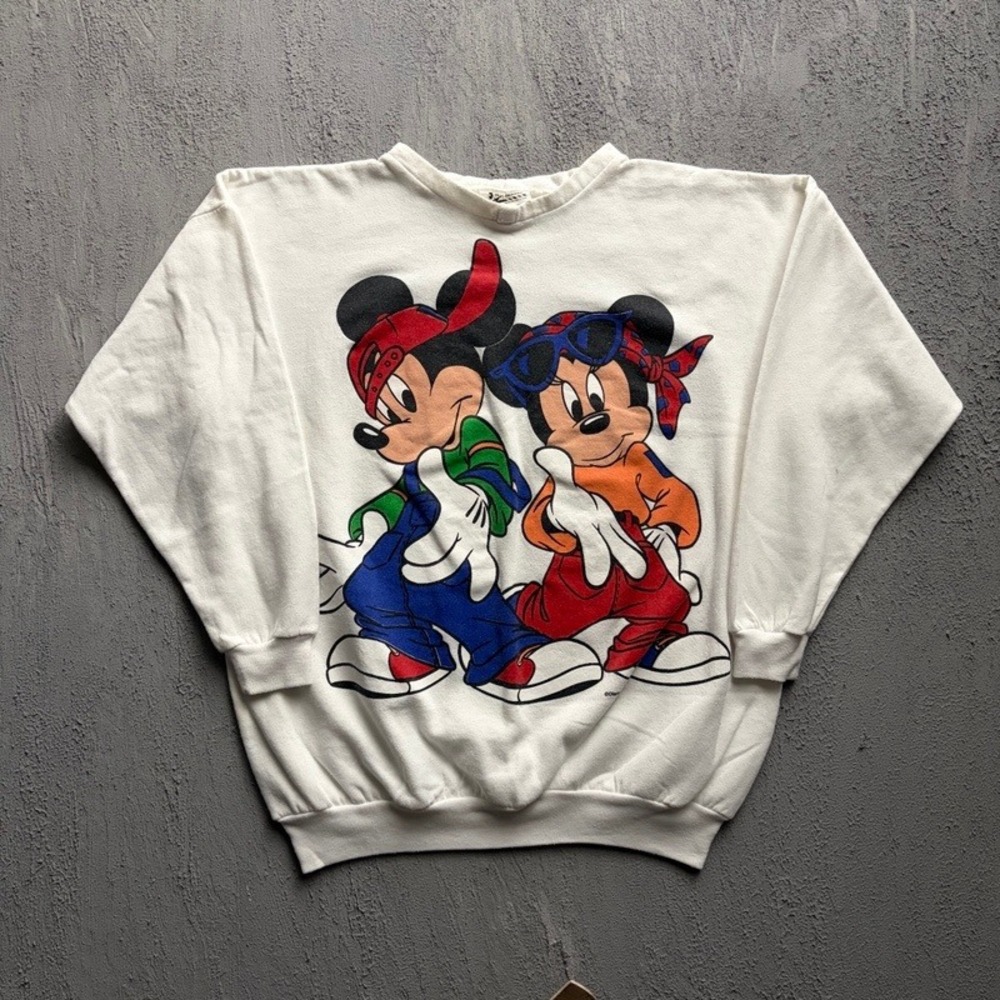 Vintage Mickey Mouse Sweatshirt Large White 1990s Disney